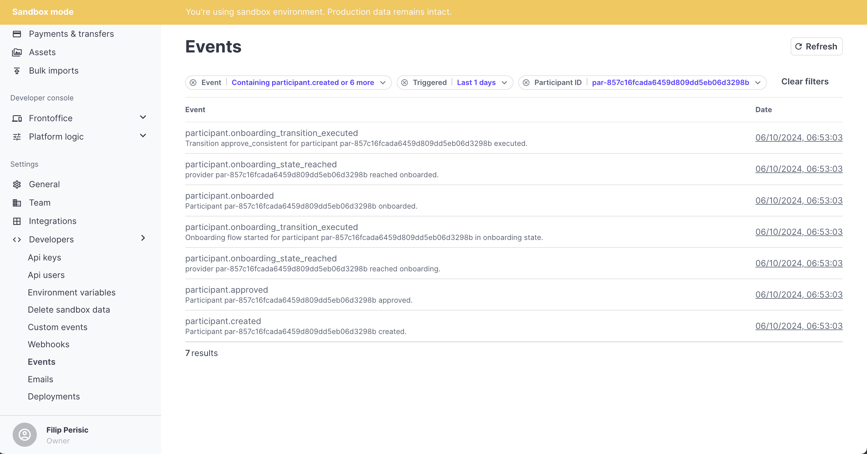 randevu commerce system events